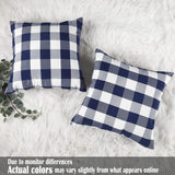 Light Blue Farmhouse Buffalo Plaid Pillow Covers 18x18 Set of 2 Patio Outdoor Decor Neutral Checkered Pillow Covers 18 x 18, Blue and White Gingham Plaid Check 18"x18", Set of 2 Navy Blue