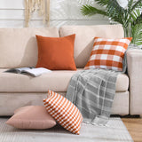 Light Blue Farmhouse Buffalo Plaid Pillow Covers 18x18 Set of 2 Patio Outdoor Decor Neutral Checkered Pillow Covers 18 x 18, Blue and White Gingham Pinstripe 18"x18", Set of 2 Orange