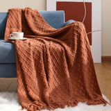 Throw Blanket for Couch 50 x 60 inches Knit Woven Blankets Cozy Lightweight Decorative Throw for Bed and Living Room Beige