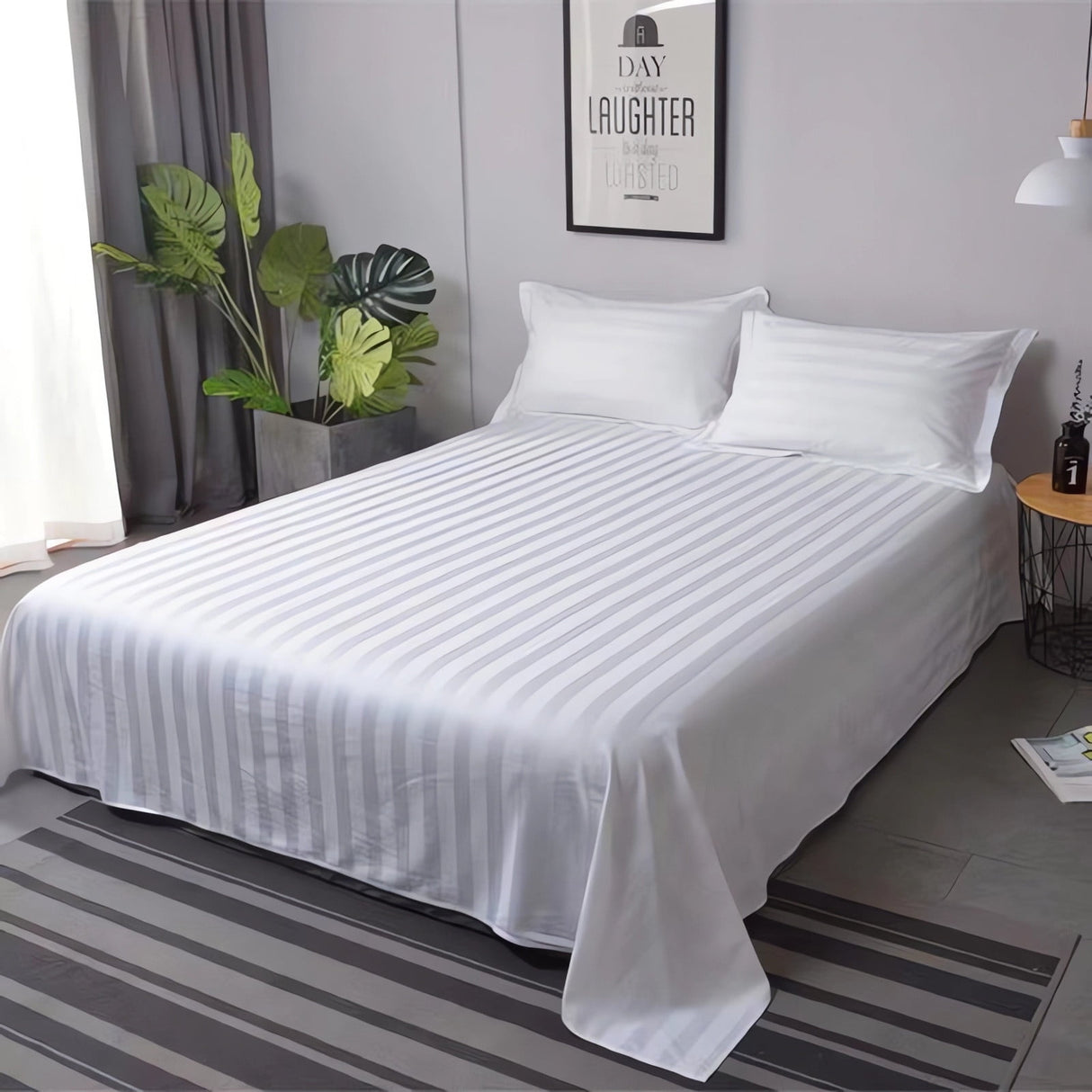 Kdkad Bed Sheets, Pure Linen Sheets, Breathable and Serviceable Line King Size Sheets, Anti-Tear Line Bed Sheets, Machine Washable, Deep Pocket 91×87 in White