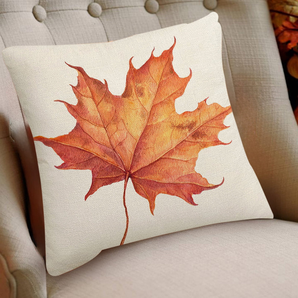 Darzheoy Fall Pillow Covers 18 x 18 inch Pumpkin Maple leaves Throw Pillow Covers Outdoor Autumn Thanksgiving Harvest Farmhouse Pillowcase Cushion Case for Home Sofa Fall Decor B