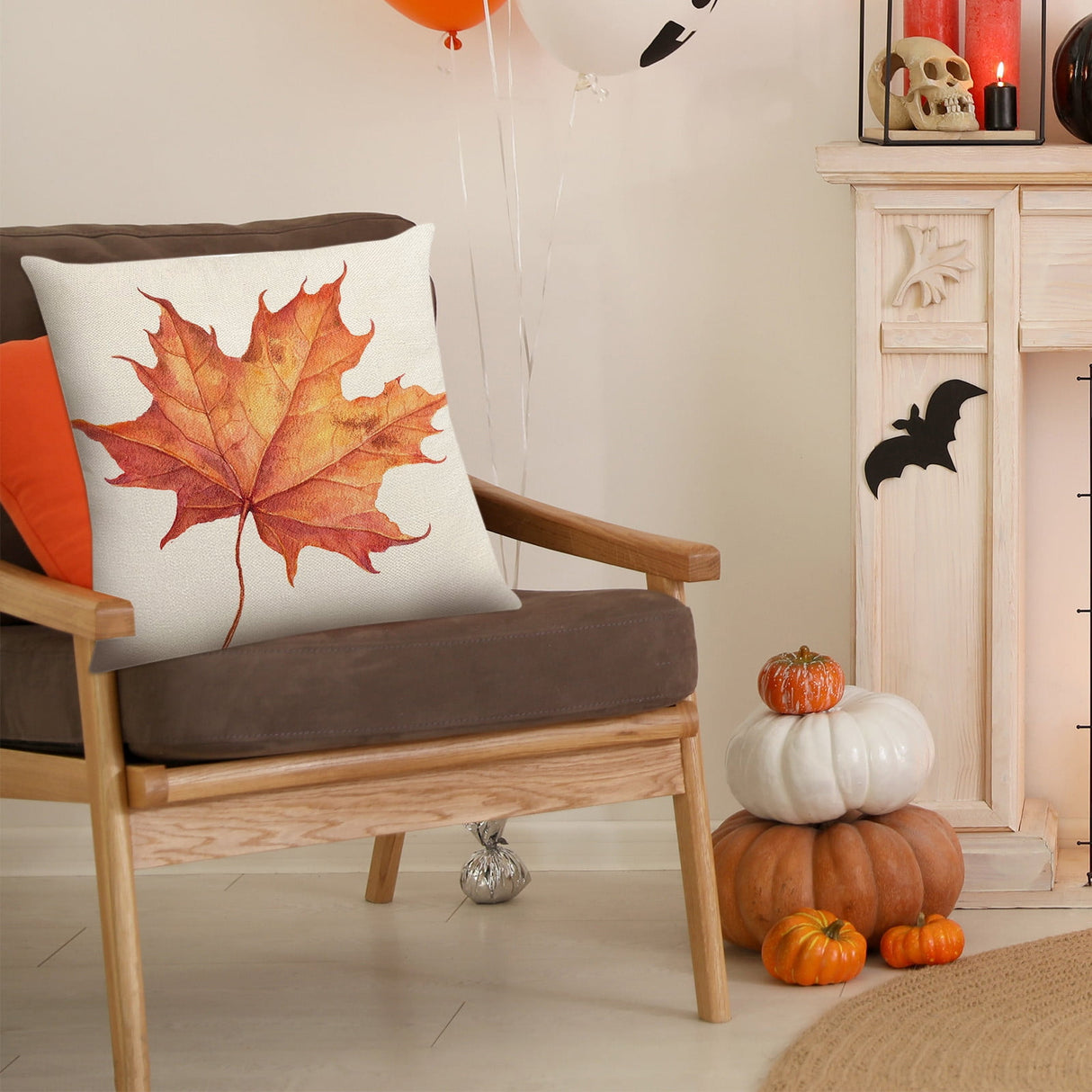 Darzheoy Fall Pillow Covers 18 x 18 inch Pumpkin Maple leaves Throw Pillow Covers Outdoor Autumn Thanksgiving Harvest Farmhouse Pillowcase Cushion Case for Home Sofa Fall Decor B
