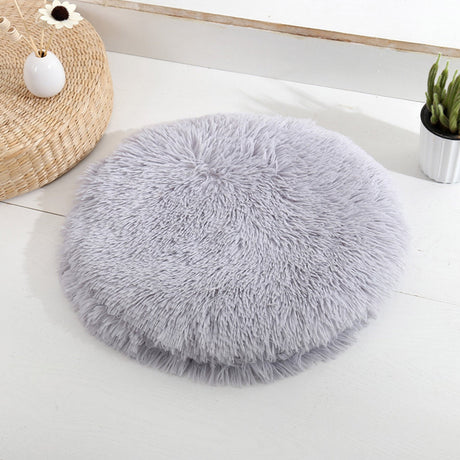 Darzheoy 16 inch Plush Dog Bed Mat Warm Fluffy Round Puppy Crate Pad with Anti-Slip Waterproof Bottom Soft Comfy Pet Kennel Mat for Small and Medium Dogs Gray
