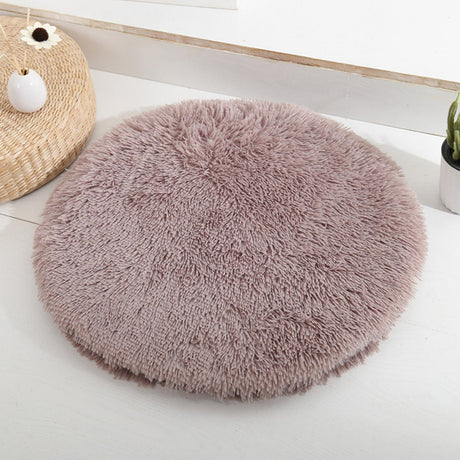 Darzheoy 16 inch Plush Dog Bed Mat Warm Fluffy Round Puppy Crate Pad with Anti-Slip Waterproof Bottom Soft Comfy Pet Kennel Mat for Small and Medium Dogs Purple
