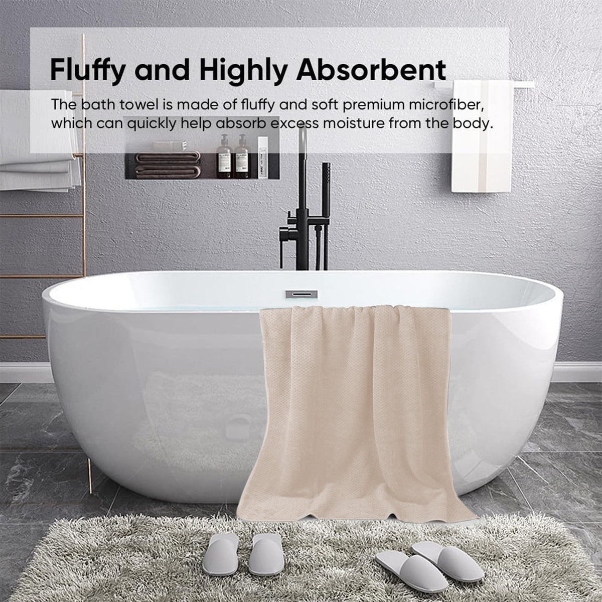 Bath Towel, Oversize Bath Towel, 55×28 Inch Large Microfiber Bath Towels, Soft, Absorbent, and Quick Dry Towels for Bathroom, Pool, Beach, Swim, and Yoga, Large Bathroom Towels for Daily Use 55×28 in Khaki