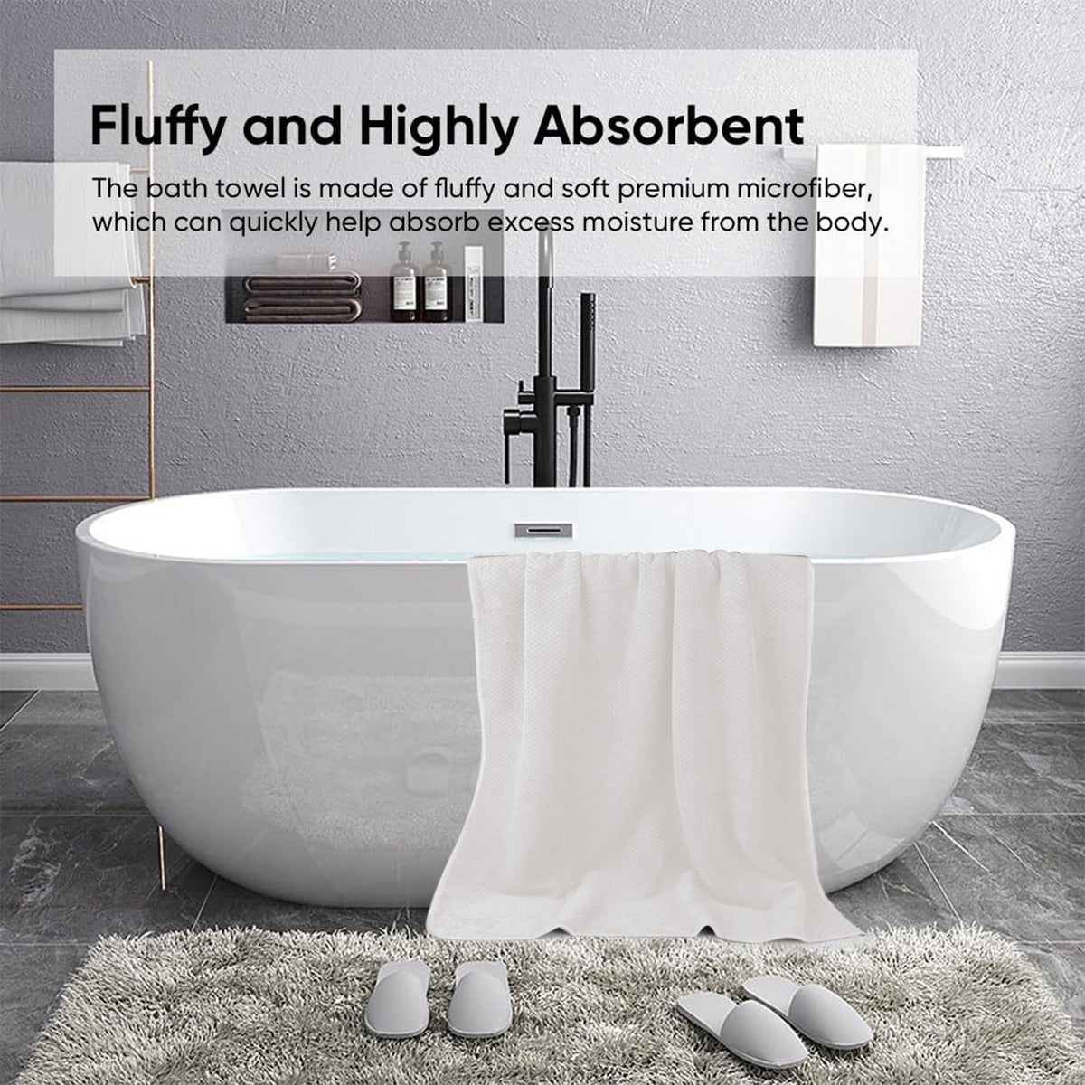 Bath Towel, Oversize Bath Towel, 55×28 Inch Large Microfiber Bath Towels, Soft, Absorbent, and Quick Dry Towels for Bathroom, Pool, Beach, Swim, and Yoga, Large Bathroom Towels for Daily Use 55×28 in White