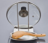Chmadoxn Lid and Spoon Rest Shelf, Pot Lid Organizer, 304 Stainless Steel Pan Pot Cover Lid Rack Stand Organizer, Pan Lid Organizer Storage Soup Spoon Rests Utensils Kitchen Tool