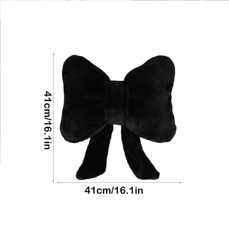 Darzheoy Bow Shaped Throw Pillow Soft Stuffed Bow Christmas Decorations Soft Furry Bow Throw Pillows Cute Bowknot Plush Pillow Home Decor for Couch Living Room Bed Black