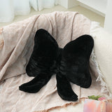 Darzheoy Bow Shaped Throw Pillow Soft Stuffed Bow Christmas Decorations Soft Furry Bow Throw Pillows Cute Bowknot Plush Pillow Home Decor for Couch Living Room Bed Black