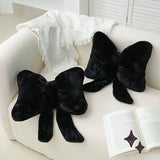 Darzheoy Bow Shaped Throw Pillow Soft Stuffed Bow Christmas Decorations Soft Furry Bow Throw Pillows Cute Bowknot Plush Pillow Home Decor for Couch Living Room Bed Black