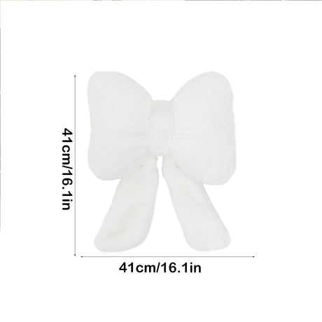 Darzheoy Bow Shaped Throw Pillow Soft Stuffed Bow Christmas Decorations Soft Furry Bow Throw Pillows Cute Bowknot Plush Pillow Home Decor for Couch Living Room Bed White