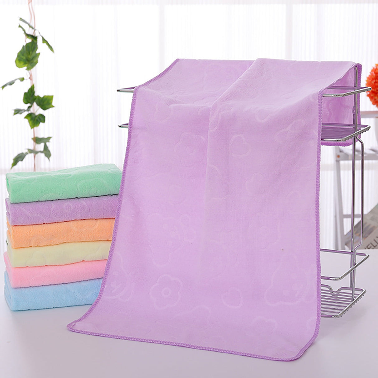 AYktou Bath Towels 3 Pack Cotton Bathroom Set,Contains a Bath Towels 28*56",a Hand Towels 12*12",a Face Towels 12*28",Soft Compact & Lightweight,for Gym Camp Beach and Daily Use Purple
