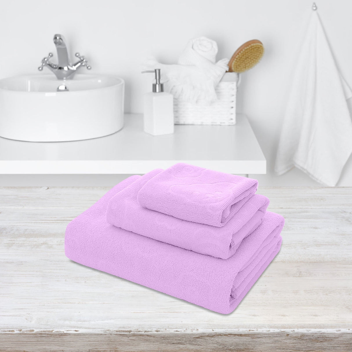 AYktou Bath Towels 3 Pack Cotton Bathroom Set,Contains a Bath Towels 28*56",a Hand Towels 12*12",a Face Towels 12*28",Soft Compact & Lightweight,for Gym Camp Beach and Daily Use Purple