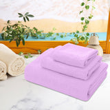 AYktou Bath Towels 3 Pack Cotton Bathroom Set,Contains a Bath Towels 28*56",a Hand Towels 12*12",a Face Towels 12*28",Soft Compact & Lightweight,for Gym Camp Beach and Daily Use Purple