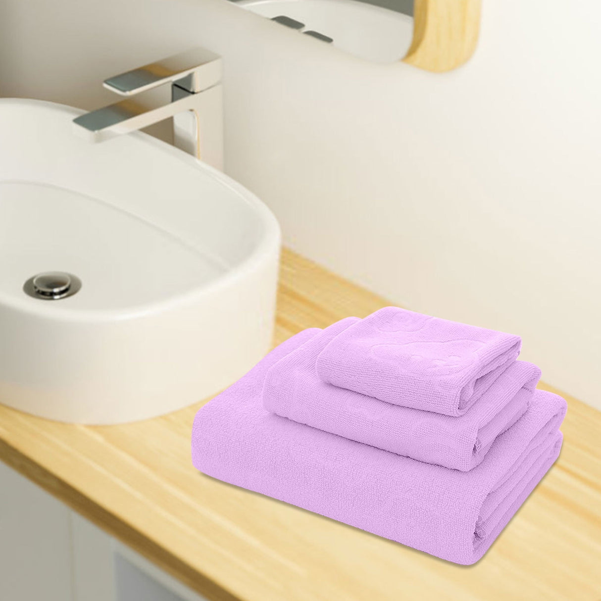 AYktou Bath Towels 3 Pack Cotton Bathroom Set,Contains a Bath Towels 28*56",a Hand Towels 12*12",a Face Towels 12*28",Soft Compact & Lightweight,for Gym Camp Beach and Daily Use Purple