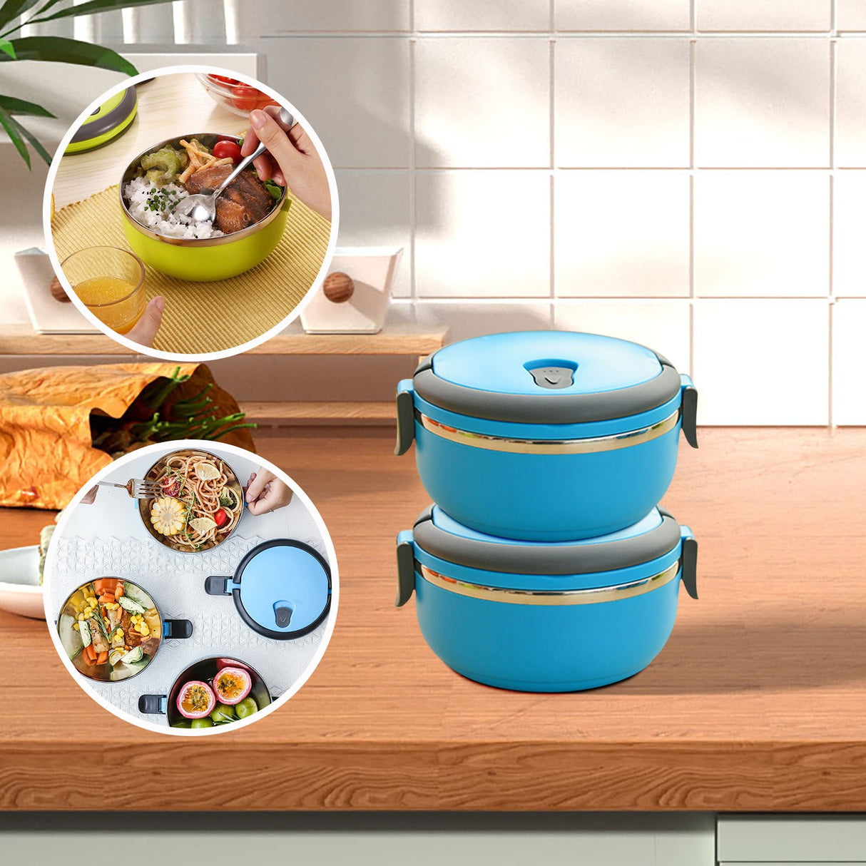 Darzheoy Lunch Box Containers for Hot Food, Portable Lunch Box Stainless Steel Insulated Food Storage Container for Outdoor Camping Picnic Blue