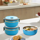 Darzheoy Lunch Box Containers for Hot Food, Portable Lunch Box Stainless Steel Insulated Food Storage Container for Outdoor Camping Picnic Blue