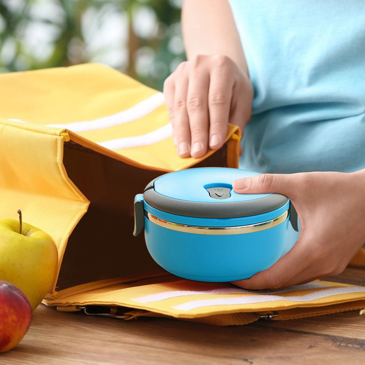 Darzheoy Lunch Box Containers for Hot Food, Portable Lunch Box Stainless Steel Insulated Food Storage Container for Outdoor Camping Picnic Blue
