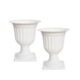 Darzheoy White Urn Planter Flower Pots, Classic Plastic Tall Planter, Wedding Party Porch Front Door Decorative 2 Pack A