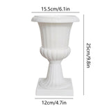 Darzheoy White Urn Planter Flower Pots, Classic Plastic Tall Planter, Wedding Party Porch Front Door Decorative 2 Pack B