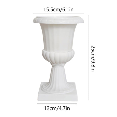 Darzheoy White Urn Planter Flower Pots, Classic Plastic Tall Planter, Wedding Party Porch Front Door Decorative 2 Pack B
