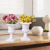 Darzheoy White Urn Planter Flower Pots, Classic Plastic Tall Planter, Wedding Party Porch Front Door Decorative 2 Pack B