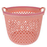 HOOWIFFY 1Pcs Portable Laundry Basket Pink Hollow Laundry Management with Handle PP