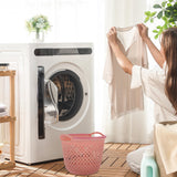 HOOWIFFY 1Pcs Portable Laundry Basket Pink Hollow Laundry Management with Handle PP