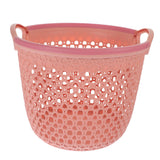 HOOWIFFY 1Pcs Portable Laundry Basket Pink Hollow Laundry Management with Handle PP