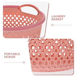 HOOWIFFY 1Pcs Portable Laundry Basket Pink Hollow Laundry Management with Handle PP