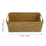 HOOWIFFY Handwoven Light Brown Straw Basket for Home Storage, Organization and Decorative Use