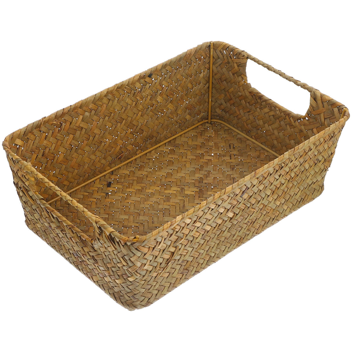 HOOWIFFY Handwoven Light Brown Straw Basket for Home Storage, Organization and Decorative Use