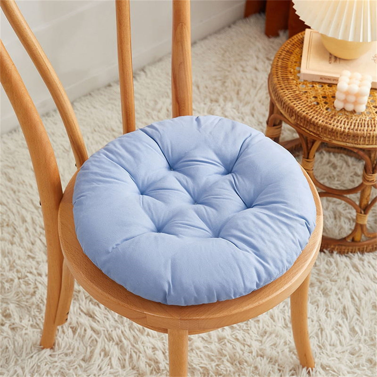 Darzheoy Round Seat Cushion Chair Pads for Kitchen Dining Chairs, Soft Comfort Chair Mat Pillow Cushions for Office Desk Living Room 16 Blue
