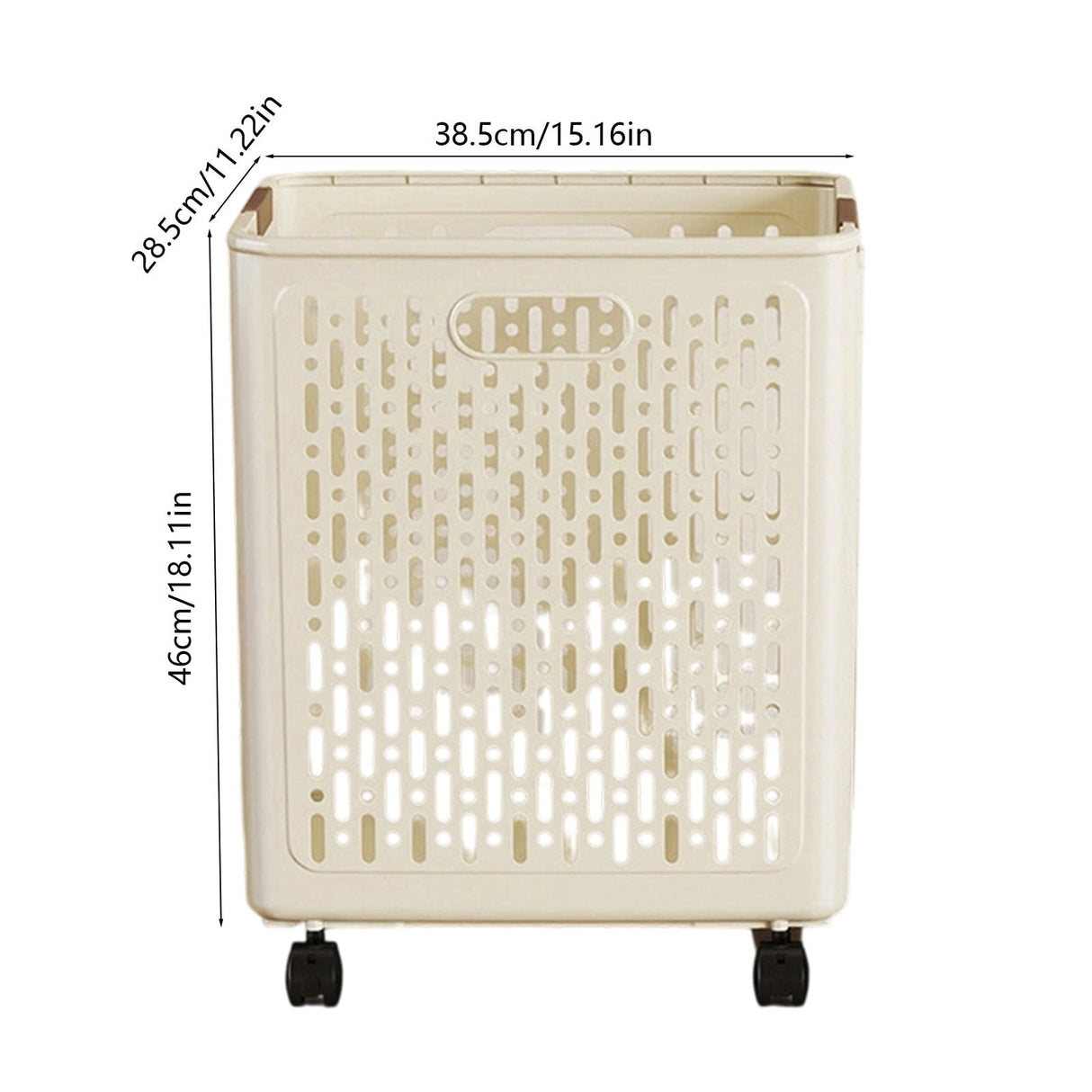 Chmadoxn Collapsible Laundry Hamper with Wheels - Foldable Storage Basket for Clothes, Toys & Organizing | Rolling Linen Cart w/ Handle, Portable Closet Utility Bin 18 Inch Tall Beige