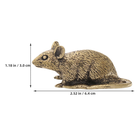 HOOWIFFY Brass Lucky Rat Figurine Traditional Feng Shui Sculpture for Home Decor and Office Display