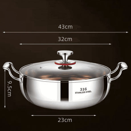 Darzheoy 316 Stainless Steel Hot Pot with Lid Large Pots for Cooking Thick Bottom Stew Soup Pots with Lid Stockpot for Pasta, Soup, Simmer Kitchens Appliances Multicolor