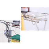 HOOWIFFY Silver Stainless Steel Faucet Storage Rack Adjustable Sponge Holder for Draining Kitchen Sink 7.5x3.5x4.7 Inches