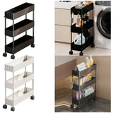 Kdkad Slim Space Saver Rolling Cart, 4.7-Inch Wide Storage Organizer with Wheels for Bathroom, Laundry Room, Between Washer & Toilet, 3-Tier Slim Design Black