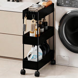 Kdkad Slim Space Saver Rolling Cart, 4.7-Inch Wide Storage Organizer with Wheels for Bathroom, Laundry Room, Between Washer & Toilet, 3-Tier Slim Design Black