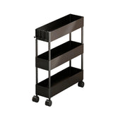 Kdkad Slim Space Saver Rolling Cart, 4.7-Inch Wide Storage Organizer with Wheels for Bathroom, Laundry Room, Between Washer & Toilet, 3-Tier Slim Design Black