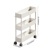 Kdkad Slim Space Saver Rolling Cart, 4.7-Inch Wide Storage Organizer with Wheels for Bathroom, Laundry Room, Between Washer & Toilet, 3-Tier Slim Design White