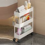 Kdkad Slim Space Saver Rolling Cart, 4.7-Inch Wide Storage Organizer with Wheels for Bathroom, Laundry Room, Between Washer & Toilet, 3-Tier Slim Design White
