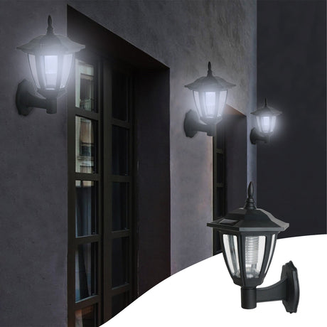 Darzheoy Solar Powered Wall Lanterns Outdoor, Dusk to Dawn Motion Sensor LED Sconce Lights Waterproof, Exterior Front Porch Security Lamps for Wall Mount Patio Fence Cold White Black
