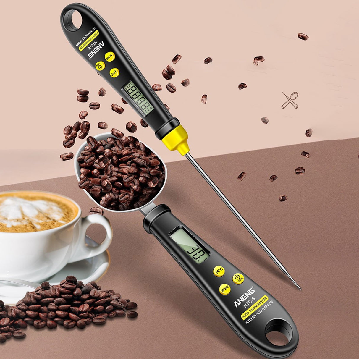 Chmadoxn Kitchen Scale Spoon Gram Measuring Spoon, 500g/0.1g Cute Digital Weight Scale Spoon Milligram Measuring Scoop Grams Electronic Measuring Cup for Portioning Tea, Flour, Spices As Show B