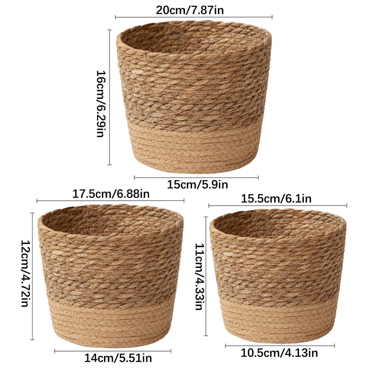 Darzheoy Woven Seagrass Plant Basket, Flower Pots Home Boho Decor, Storage Picnic Grocery Straw Bag for Plant Artificial Tree - 5.5"×8.7"×6.3 E