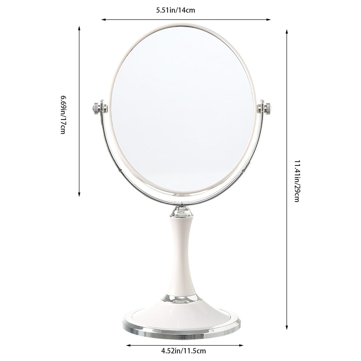 Back to School Magnifying Makeup Mirror Double Sided Tabletop Mirror with 3 Magnification, Magnified Desk Mirror for Makeup, Cosmetic Vanity Mirror with Stand and 360° Rotation 5.9×11.4 in White