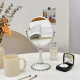 Back to School Magnifying Makeup Mirror Double Sided Tabletop Mirror with 3 Magnification, Magnified Desk Mirror for Makeup, Cosmetic Vanity Mirror with Stand and 360° Rotation 5.9×11.4 in White