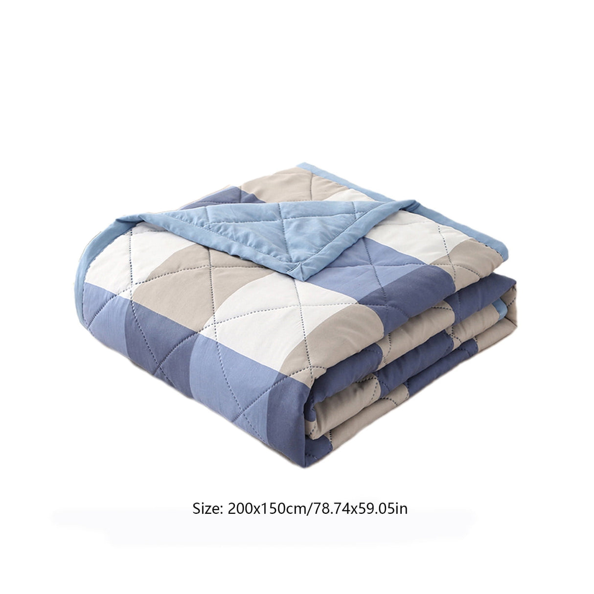 AYktou Reversible Patchwork Quilts Queen Size, 78.74x59.05in Lightweight Plaid Bedspreads Coverlets Quilt Bedding Blanket for All Seasons Blue