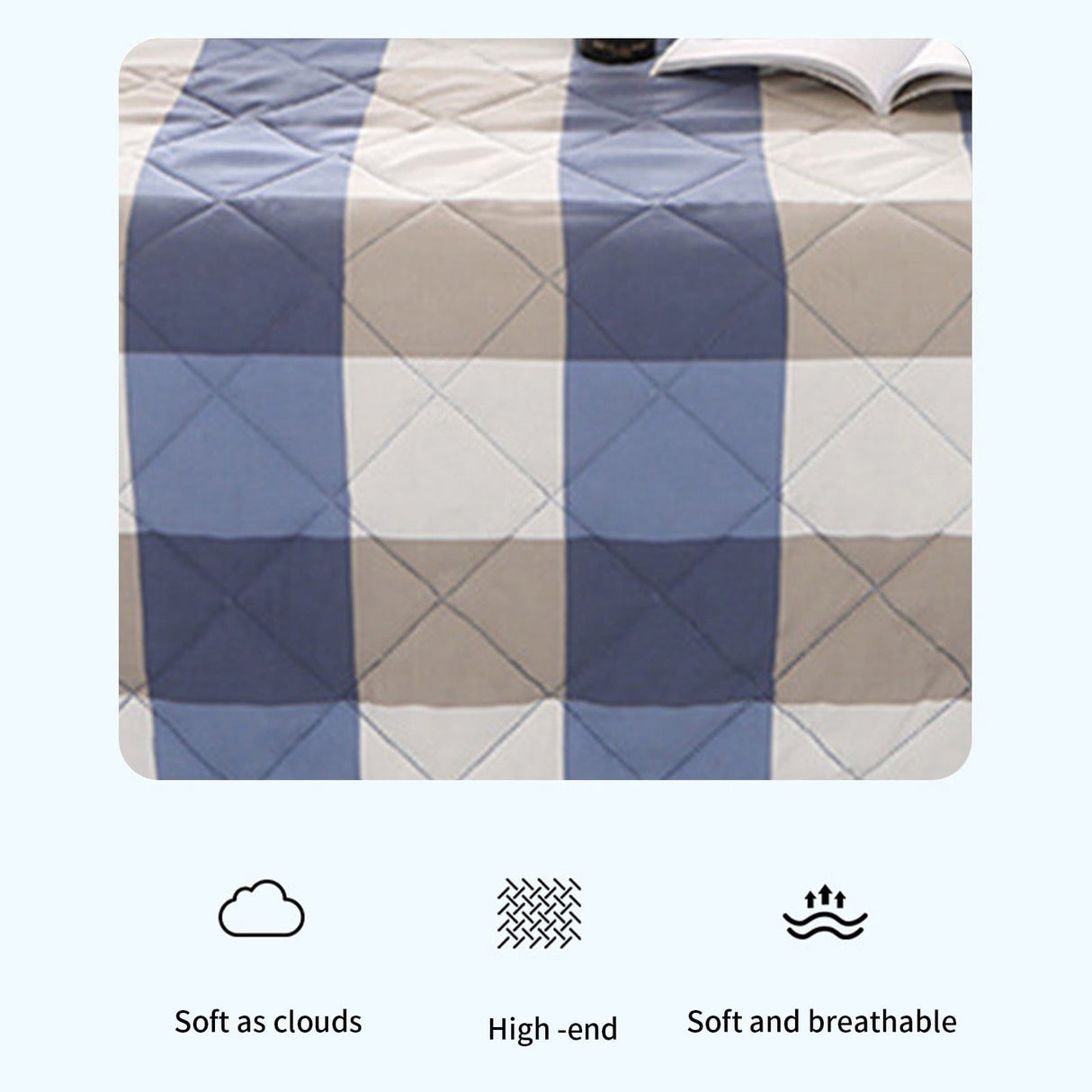 AYktou Reversible Patchwork Quilts Queen Size, 78.74x59.05in Lightweight Plaid Bedspreads Coverlets Quilt Bedding Blanket for All Seasons Blue
