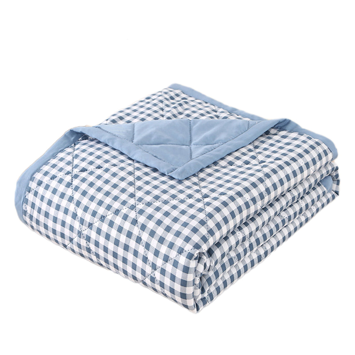 AYktou Reversible Patchwork Quilts Queen Size, 78.74x59.05in Lightweight Plaid Bedspreads Coverlets Quilt Bedding Blanket for All Seasons Light blue